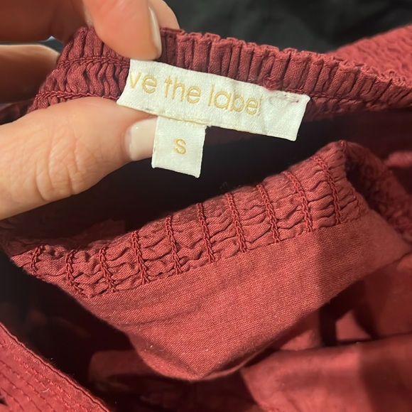 Anthropologie Love the Label Puff Sleeve Maroon Corset Chevron Detail Sz S - Picture 9 of 12